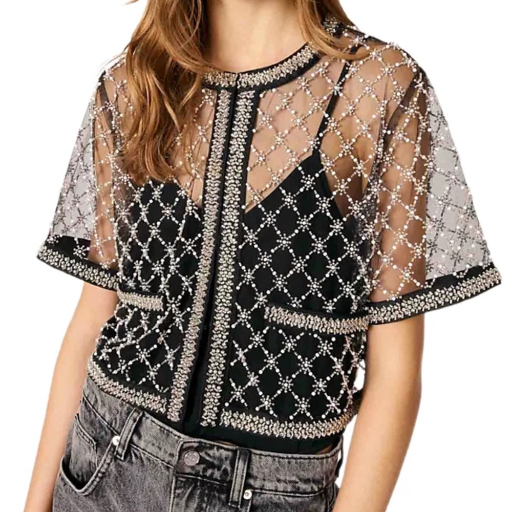 Litule Embroidered Tulle Top